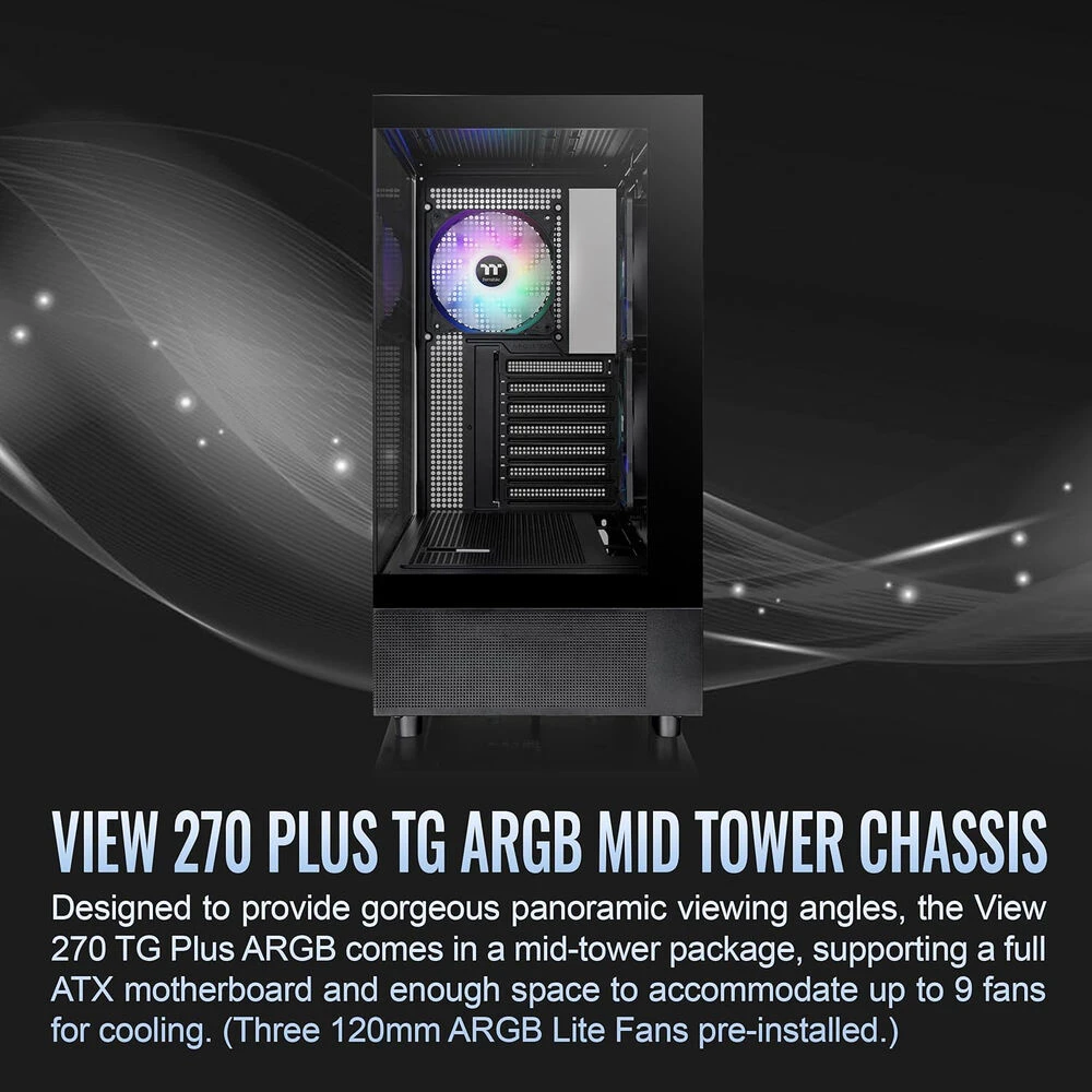 Thermaltake View 270 Plus TG ARGB Mid Tower ATX Computer Chassis (Black)(Thermaltake View 270 Plus Tg Argb Mid Tower Atx Computer Chassis Black) 2 Thermaltake View 270 Plus TG ARGB Mid Tower ATX Computer Chassis (Black)(Thermaltake View 270 Plus Tg Argb Mid Tower Atx Computer Chassis Black) - Image 2