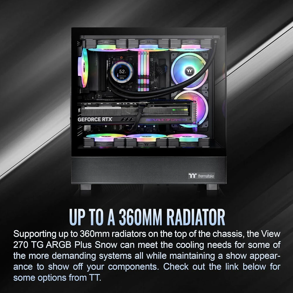 Thermaltake View 270 Plus TG ARGB Mid Tower ATX Computer Chassis (Black)(Thermaltake View 270 Plus Tg Argb Mid Tower Atx Computer Chassis Black) 4 Thermaltake View 270 Plus TG ARGB Mid Tower ATX Computer Chassis (Black)(Thermaltake View 270 Plus Tg Argb Mid Tower Atx Computer Chassis Black) - Image 4