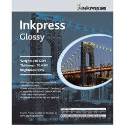 Inkpress Media RC Glossy Inkjet Paper (240gsm) - 8.5 X 11" (50 Sheets)(Inkpress Media Rc Glossy Inkjet Paper 240gsm 8 5 X 11 50 Sheets)