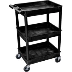 Luxor 24 X 18" Three-Shelf Utility Cart (Black)(Luxor 24 X 18 Three Shelf Utility Cart Black)