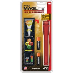Maglite Mini Maglite 2AA LED Flashlight With Holster (Red, Clamshell)(Maglite Mini Maglite 2aa Led Flashlight With Holster Red Clamshell)