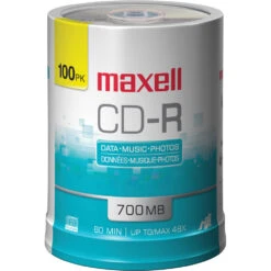 Maxell CD-R 700MB Write Once Recordable Disc (Spindle Pack Of 100)(Maxell Cd R 700mb Write Once Recordable Disc Spindle Pack Of 100)