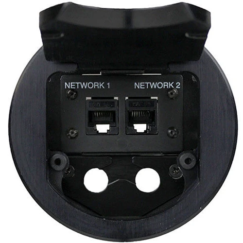 FSR T3-IPS Two-Space IPS Table Box With Two Cable Pull-Through Brackets (Round, Black)(Fsr T3 Ips Two Space Ips Table Box With Two Cable Pull Through Brackets Round Black)