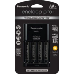 Panasonic Eneloop Pro Rechargeable AA Ni-MH Batteries With Charger (2550mAh, Pack Of Four)(Panasonic Eneloop Pro Rechargeable Aa Ni Mh Batteries With Charger 2550mah Pack Of Four)