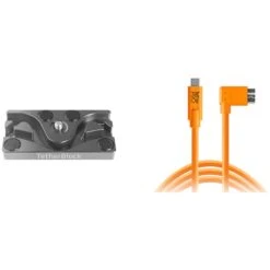 Tether Tools TetherPro USB Cable With TetherBLOCK Mounting Plate Kit (USB Type-C Male To Micro-USB 3.0 Type-B Male, Orange, Right-Angle)(Tether Tools Tetherpro Usb Cable With Tetherblock Mounting Plate Kit Usb Type C Male To Micro Usb 3 0 Type B Male Orange Right Angle)