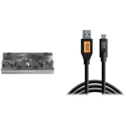 Tether Tools TetherPro USB Cable With TetherBLOCK Quick Release Plate Kit (USB Type-C Male To USB 3.0 Type-A Male, Black)(Tether Tools Tetherpro Usb Cable With Tetherblock Quick Release Plate Kit Usb Type C Male To Usb 3 0 Type A Male Black)