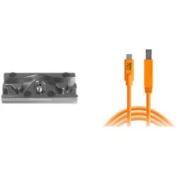 Tether Tools TetherPro USB Cable With TetherBLOCK Quick Release Plate Kit (USB Type-C Male To USB 3.0 Type-B Male, Orange)(Tether Tools Tetherpro Usb Cable With Tetherblock Quick Release Plate Kit Usb Type C Male To Usb 3 0 Type B Male Orange)