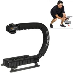 Vello ActionPan Stabilizing Action Grip/Handle With Smartphone Mount Kit (Black)(Vello Actionpan Stabilizing Action Grip Handle With Smartphone Mount Kit Black 1)